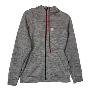 Topo Designs Jacket Men's Medium Heather Gray Raglan Sleeve Full Zip Hooded